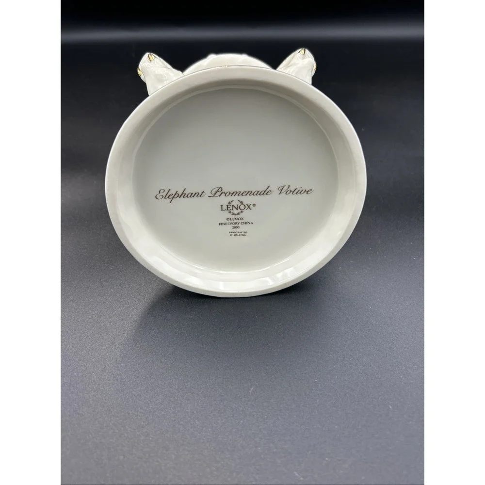 LENOX Elephant Promenade Votive Ivory Fine China Candle Holder 24K Gold Trim - Picture 6 of 7